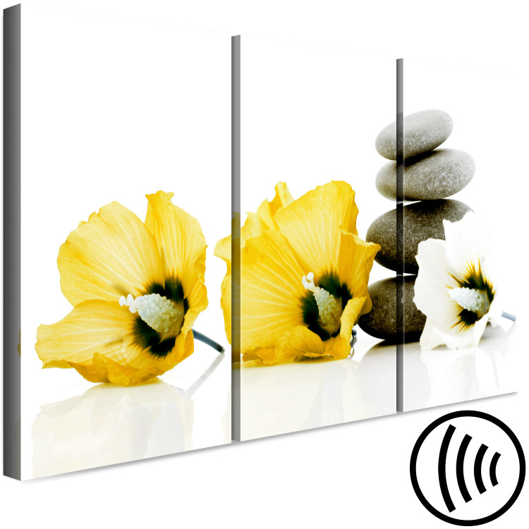 Canvas Print Feng shui flowers composition - a motif with yellow mallow and stones 123391 additionalImage 6