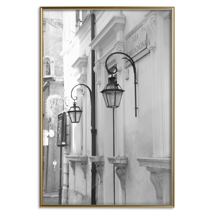 Wall Poster Street Lamps - black and white street architecture with wall lamps 123491 additionalImage 20