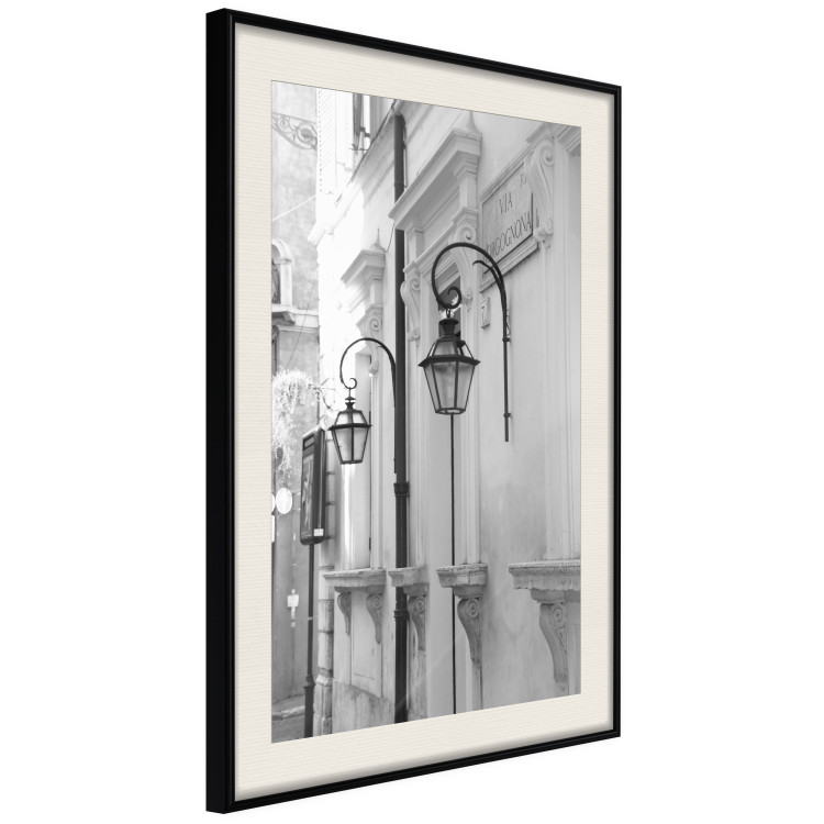 Wall Poster Street Lamps - black and white street architecture with wall lamps 123491 additionalImage 3