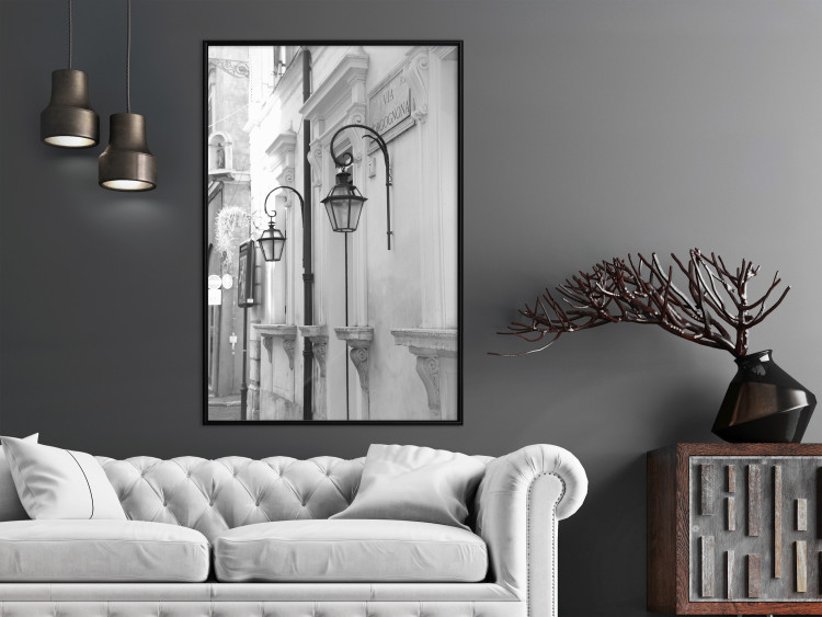 Wall Poster Street Lamps - black and white street architecture with wall lamps 123491 additionalImage 5