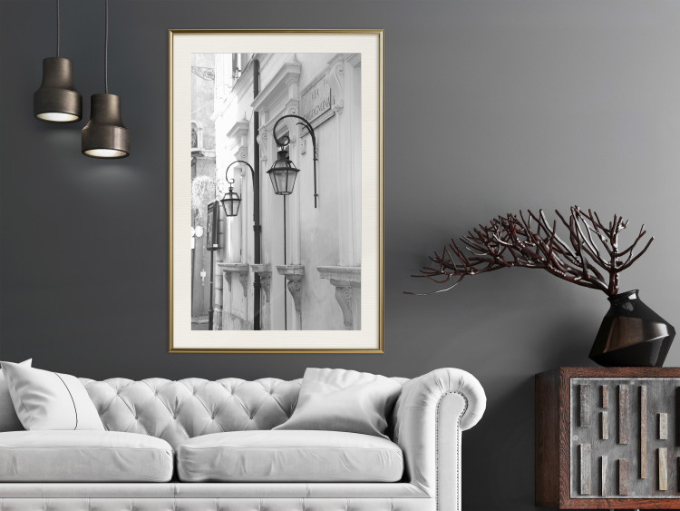 Wall Poster Street Lamps - black and white street architecture with wall lamps 123491 additionalImage 21