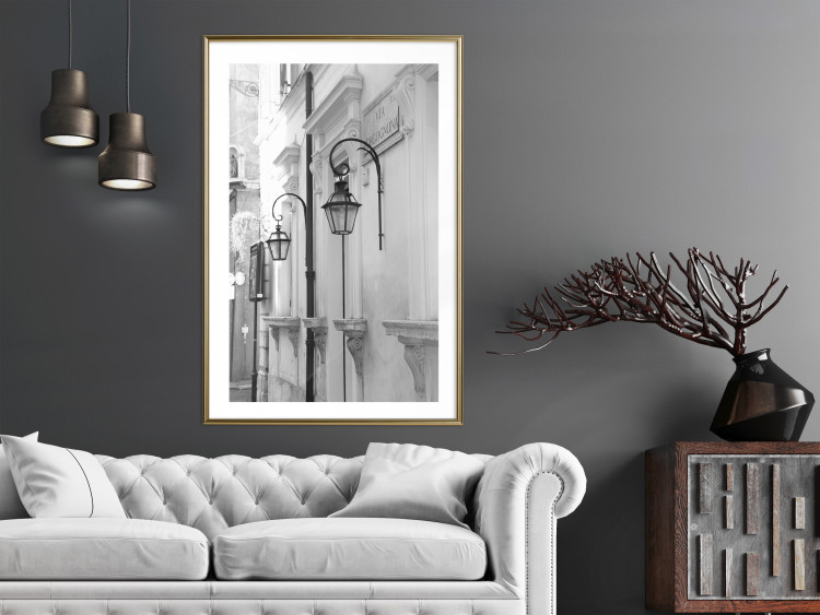 Wall Poster Street Lamps - black and white street architecture with wall lamps 123491 additionalImage 15