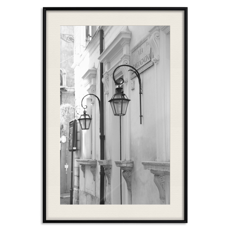 Wall Poster Street Lamps - black and white street architecture with wall lamps 123491 additionalImage 18