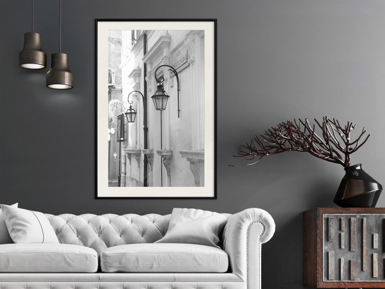 Wall Poster Street Lamps - black and white street architecture with wall lamps 123491 additionalImage 22