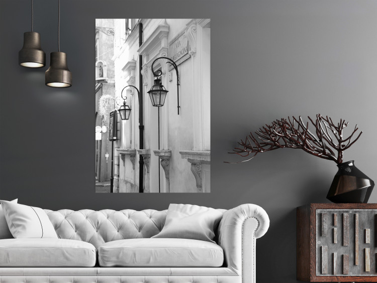 Wall Poster Street Lamps - black and white street architecture with wall lamps 123491 additionalImage 17