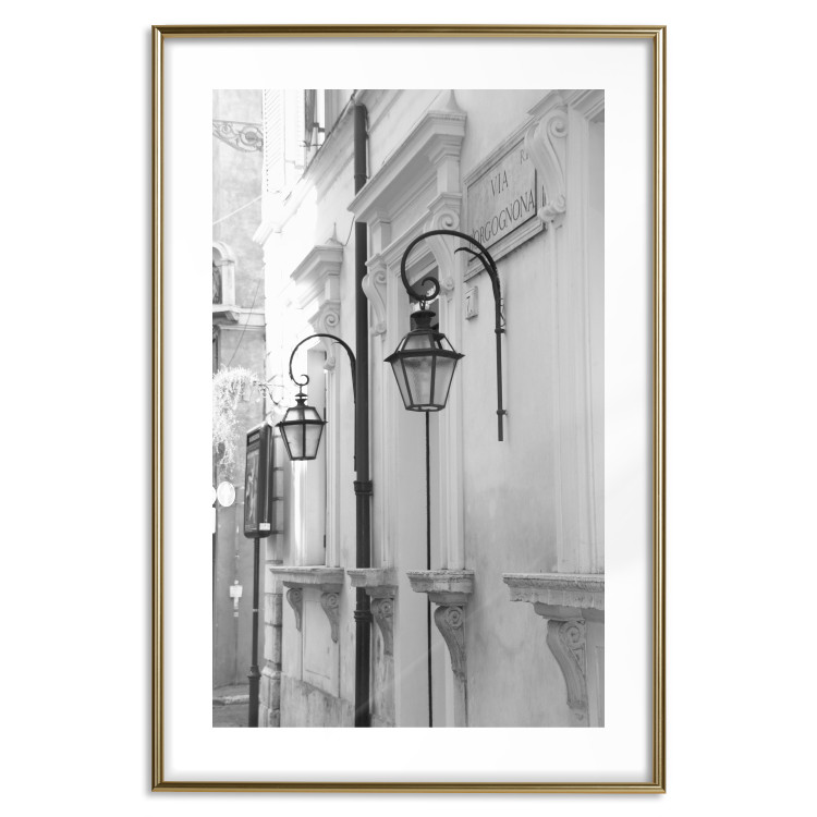 Wall Poster Street Lamps - black and white street architecture with wall lamps 123491 additionalImage 14