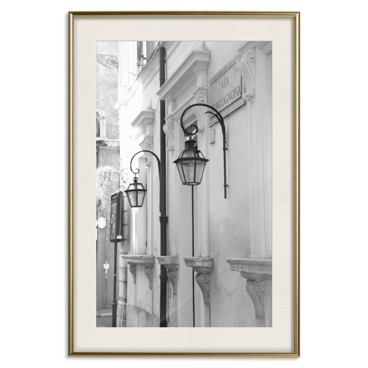 Wall Poster Street Lamps - black and white street architecture with wall lamps 123491 additionalImage 19