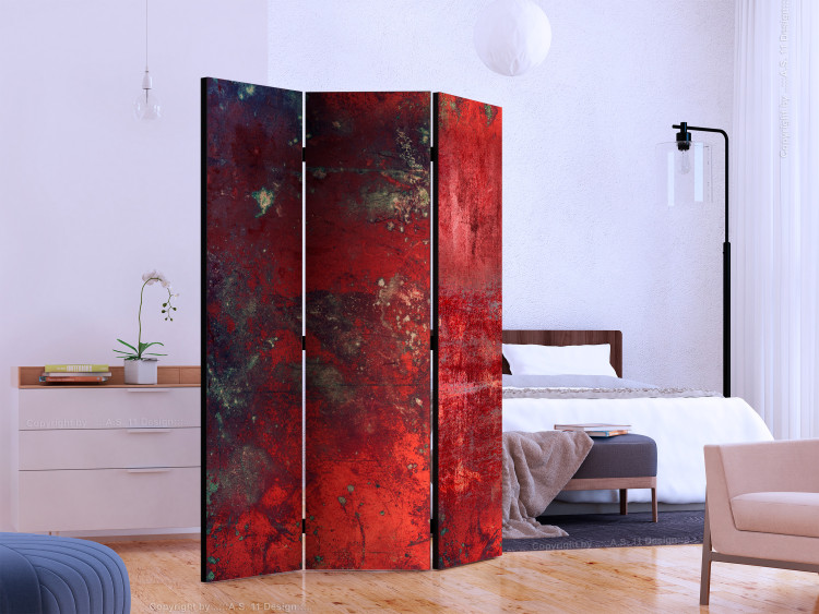 Room Separator Red Concrete (3-piece) - irregular background with a crimson touch 124291 additionalImage 2
