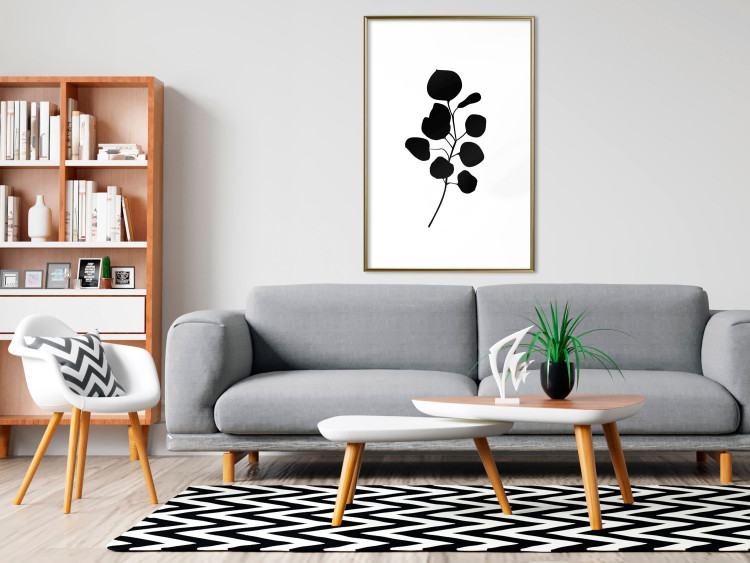 Wall Poster Noble Branch - black plant pattern on a contrasting white background 125091 additionalImage 15