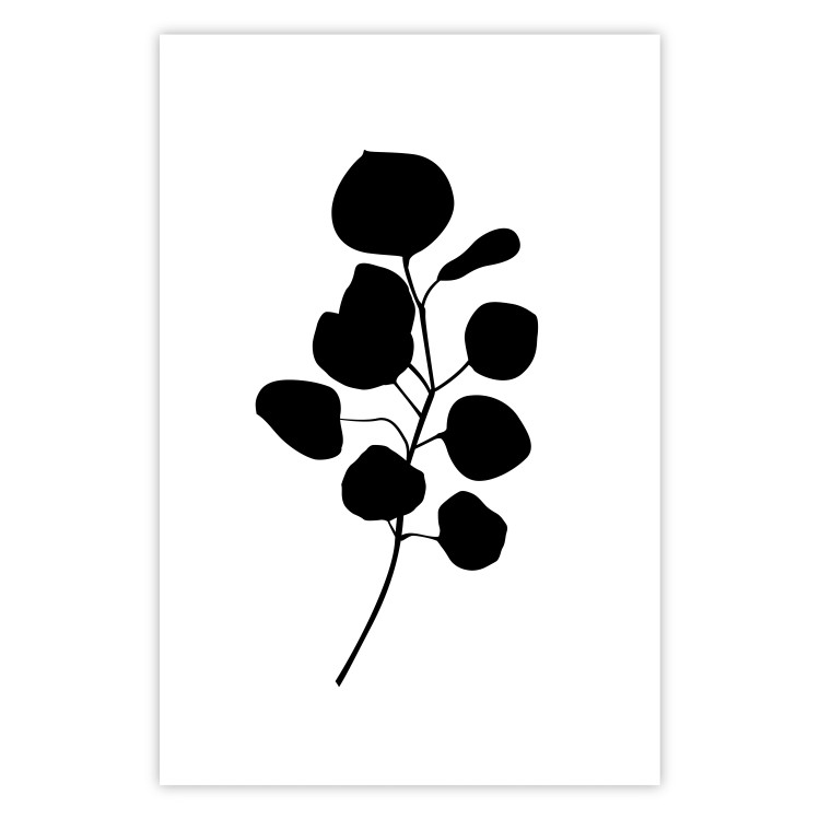 Wall Poster Noble Branch - black plant pattern on a contrasting white background 125091
