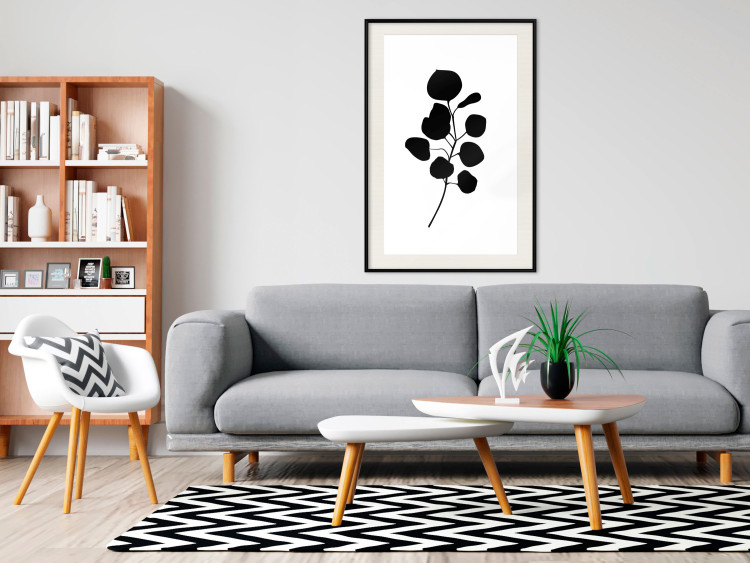 Wall Poster Noble Branch - black plant pattern on a contrasting white background 125091 additionalImage 21
