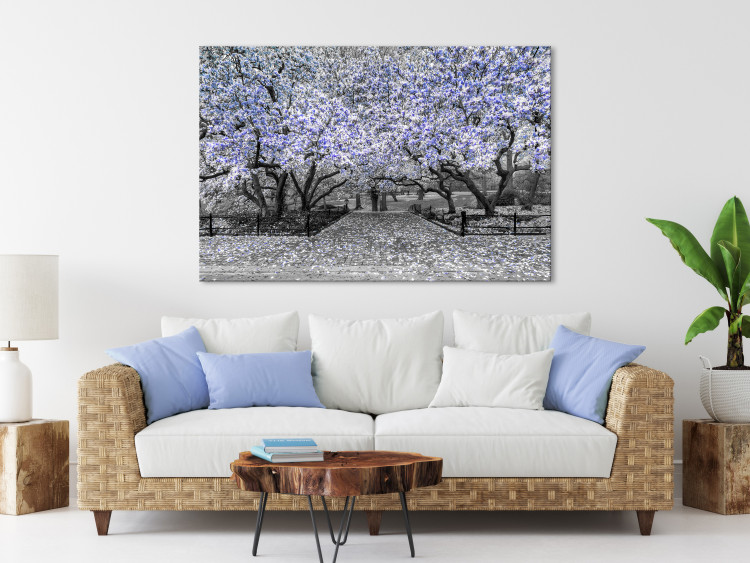 Canvas Blooming Magnolias - magnolia trees with flowers in shades of violet 128791 additionalImage 3