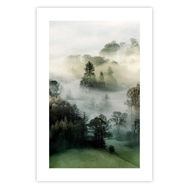 Poster Morning Chill - landscape of trees surrounded by dense fog against the sky 130291 additionalImage 17