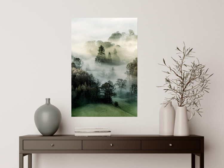 Poster Morning Chill - landscape of trees surrounded by dense fog against the sky 130291 additionalImage 12