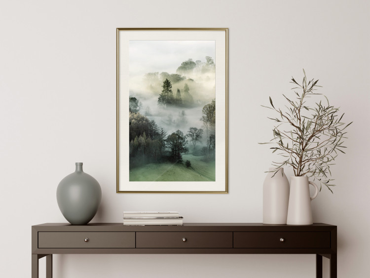 Poster Morning Chill - landscape of trees surrounded by dense fog against the sky 130291 additionalImage 20