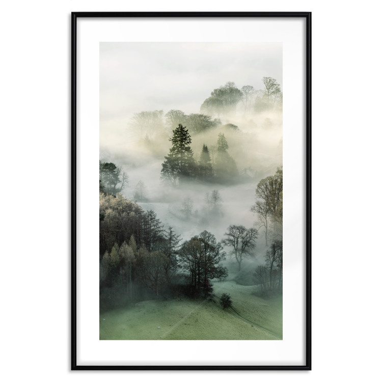 Poster Morning Chill - landscape of trees surrounded by dense fog against the sky 130291 additionalImage 17