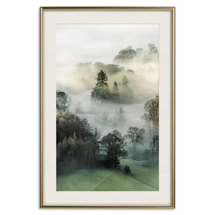 Poster Morning Chill - landscape of trees surrounded by dense fog against the sky 130291 additionalImage 22