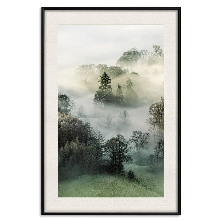 Poster Morning Chill - landscape of trees surrounded by dense fog against the sky 130291 additionalImage 24