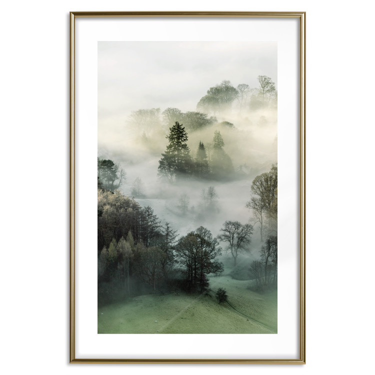 Poster Morning Chill - landscape of trees surrounded by dense fog against the sky 130291 additionalImage 20