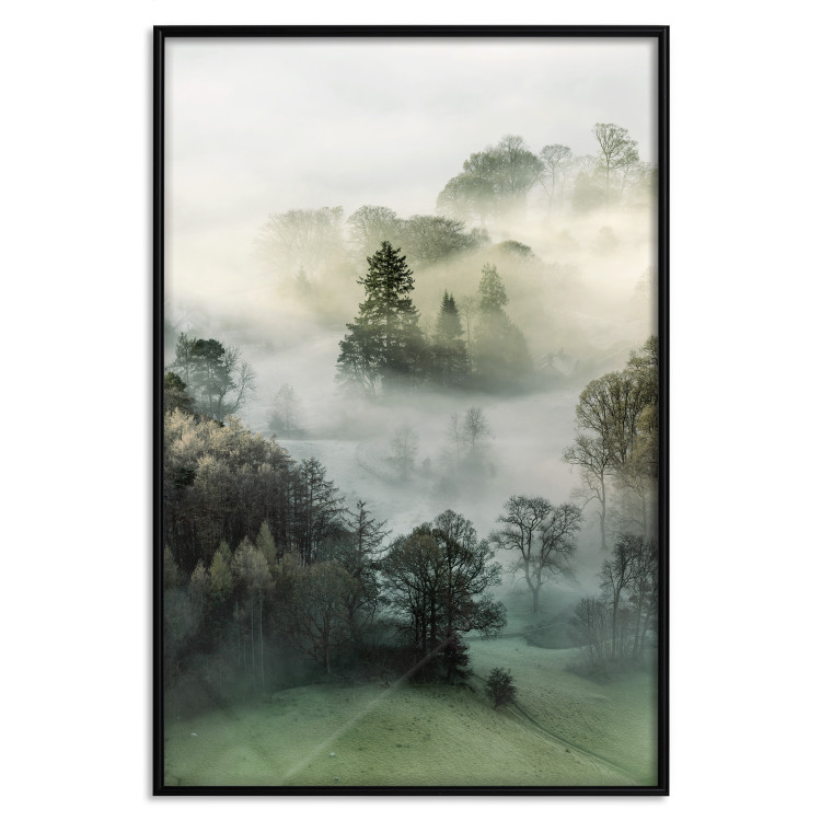 Poster Morning Chill - landscape of trees surrounded by dense fog against the sky 130291 additionalImage 26