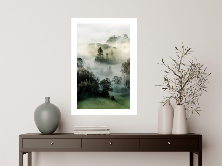Poster Morning Chill - landscape of trees surrounded by dense fog against the sky 130291 additionalImage 11