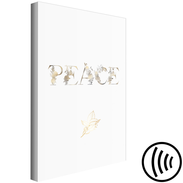 Canvas Peace (1-piece) Vertical - English inscription with golden accents 131891 additionalImage 6