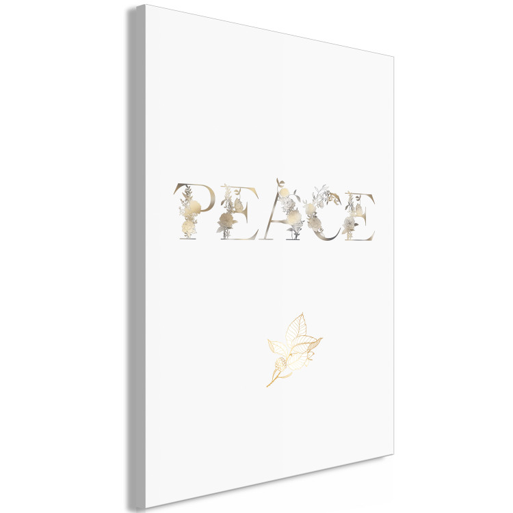 Canvas Peace (1-piece) Vertical - English inscription with golden accents 131891 additionalImage 2