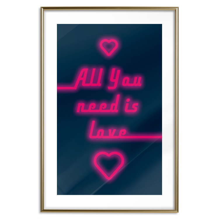 Poster All You Need Is Love - pink neon English texts and hearts 131991 additionalImage 16