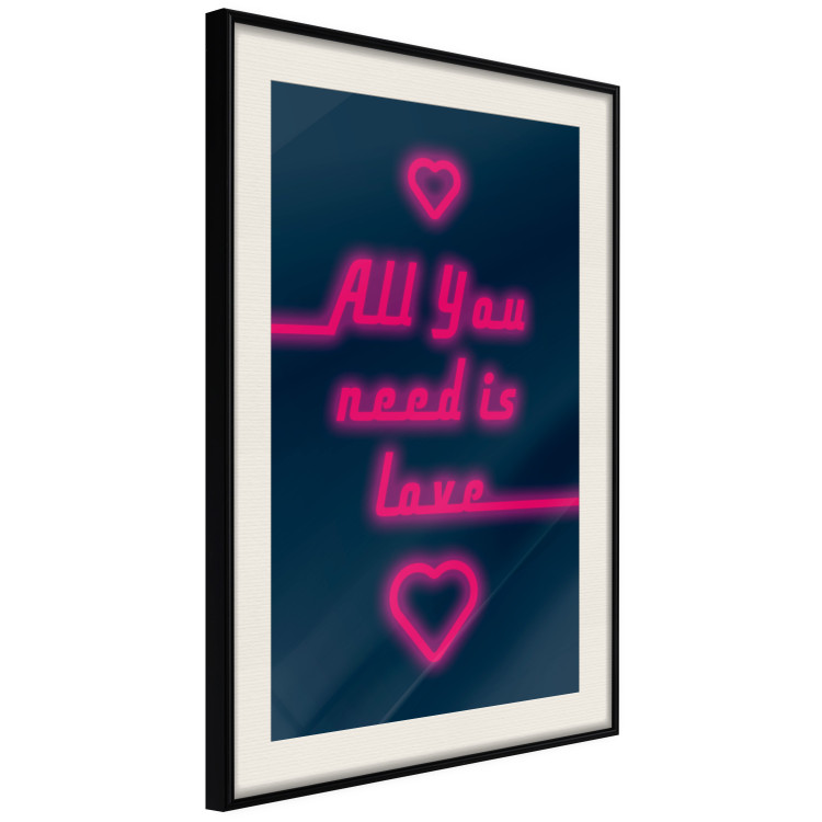Poster All You Need Is Love - pink neon English texts and hearts 131991 additionalImage 2