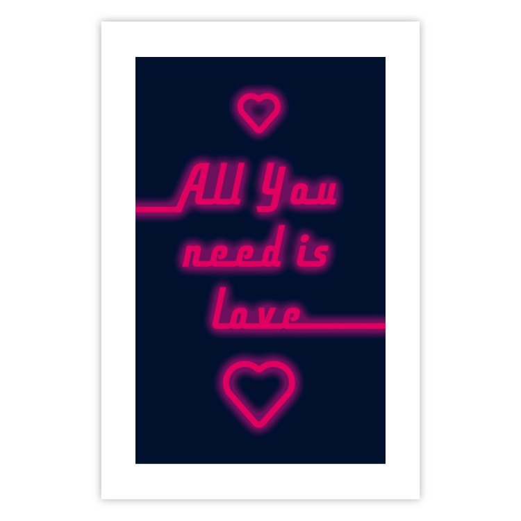 Poster All You Need Is Love - pink neon English texts and hearts 131991 additionalImage 25