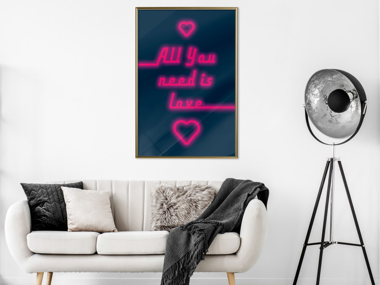 Poster All You Need Is Love - pink neon English texts and hearts 131991 additionalImage 5