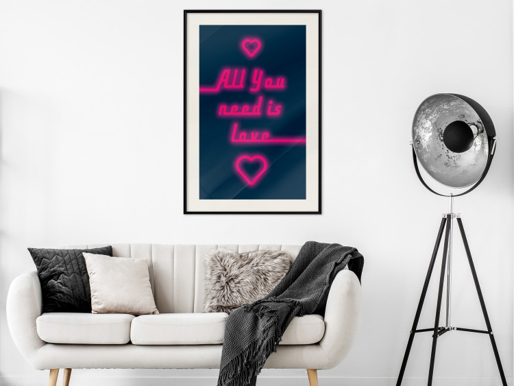 Poster All You Need Is Love - pink neon English texts and hearts 131991 additionalImage 24