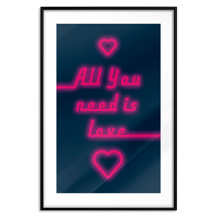 Poster All You Need Is Love - pink neon English texts and hearts 131991 additionalImage 17