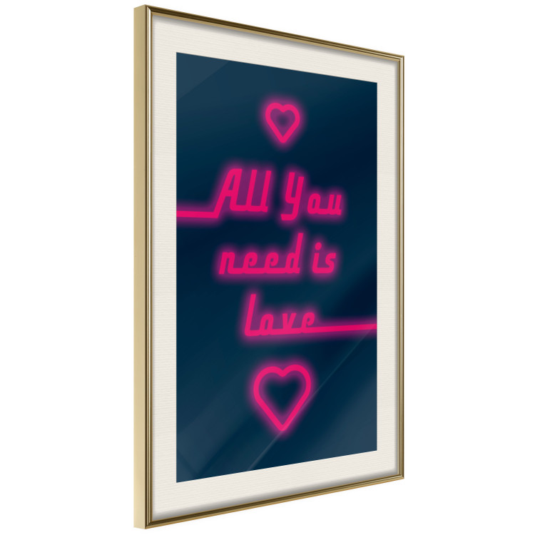 Poster All You Need Is Love - pink neon English texts and hearts 131991 additionalImage 3