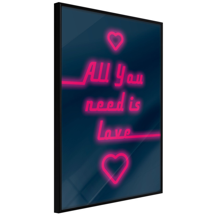 Poster All You Need Is Love - pink neon English texts and hearts 131991 additionalImage 13
