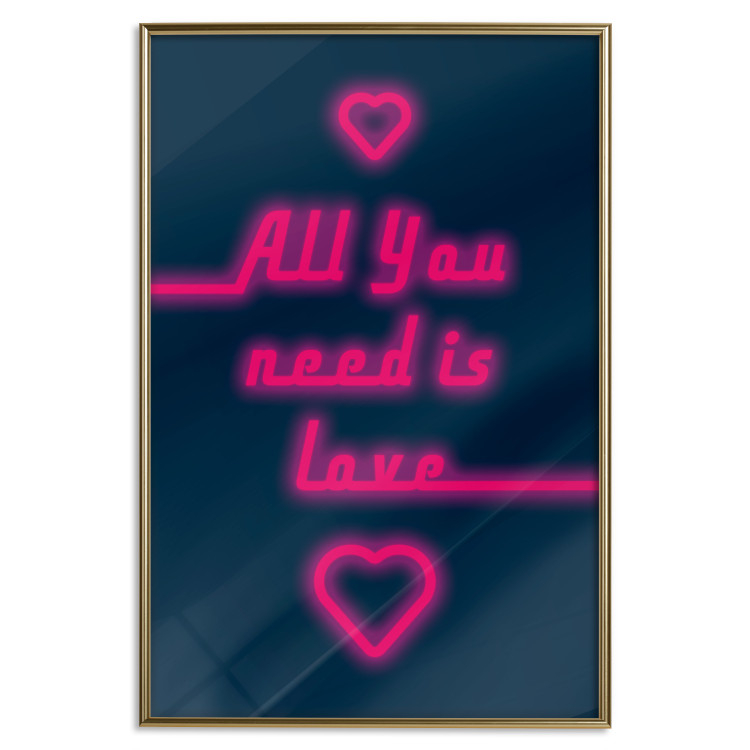 Poster All You Need Is Love - pink neon English texts and hearts 131991 additionalImage 17