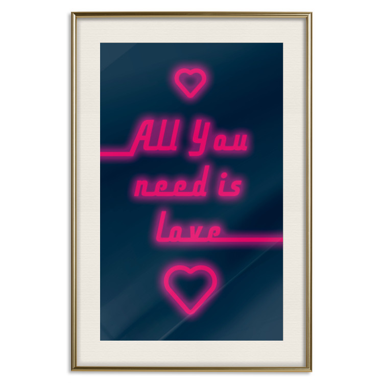 Poster All You Need Is Love - pink neon English texts and hearts 131991 additionalImage 20