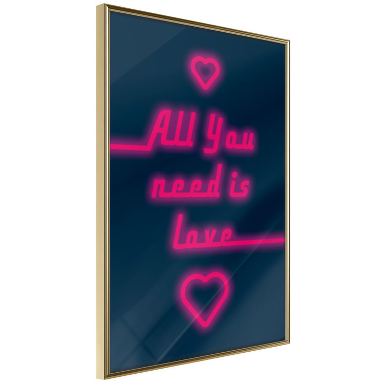 Poster All You Need Is Love - pink neon English texts and hearts 131991 additionalImage 14
