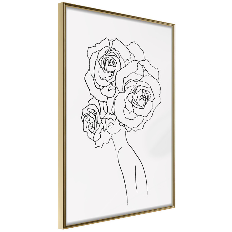 Wall Poster Fantasy Roses - fantasy line art of a woman with flowers on her head 132091 additionalImage 12