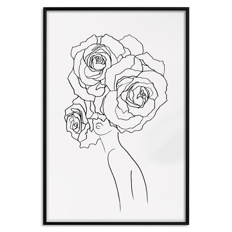Wall Poster Fantasy Roses - fantasy line art of a woman with flowers on her head 132091 additionalImage 14