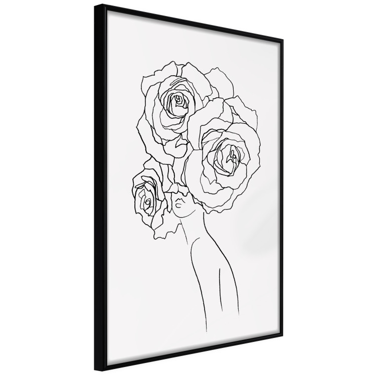 Wall Poster Fantasy Roses - fantasy line art of a woman with flowers on her head 132091 additionalImage 11