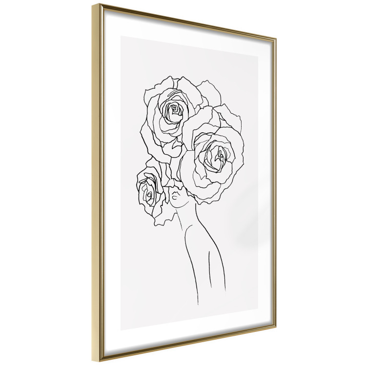 Wall Poster Fantasy Roses - fantasy line art of a woman with flowers on her head 132091 additionalImage 7