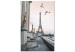 Canvas Print Birds over the city - black-white photo with Eiffel Tower in offset 132291