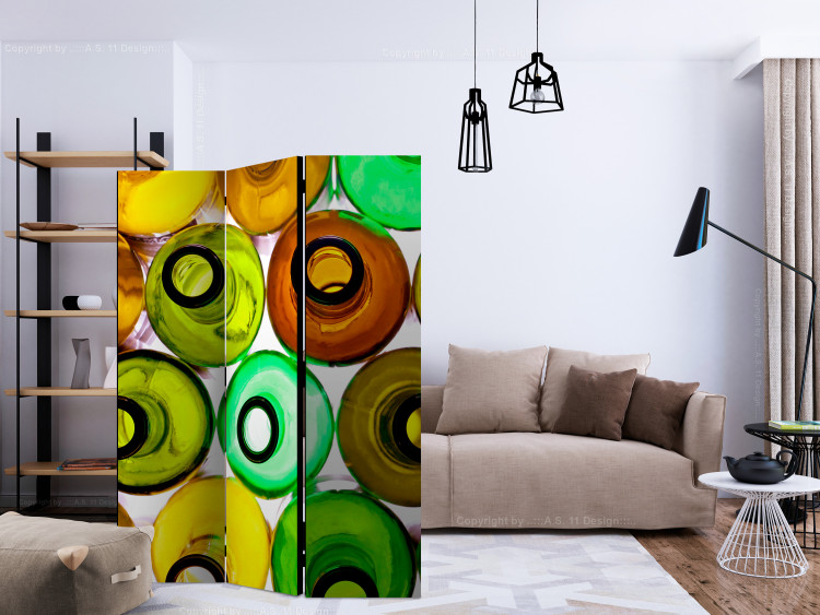 Room Divider Screen Bottles (Background) (3-piece) - arranged colorful glass bottles 132591 additionalImage 4