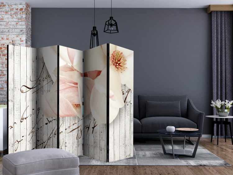 Room Divider Screen Love Letter II (5-piece) - romantic collage in flowers and writings 132791 additionalImage 4