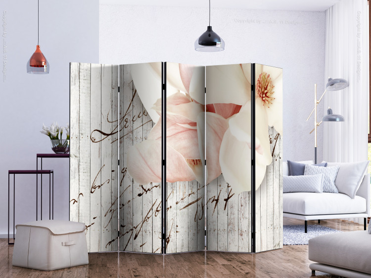Room Divider Screen Love Letter II (5-piece) - romantic collage in flowers and writings 132791 additionalImage 2