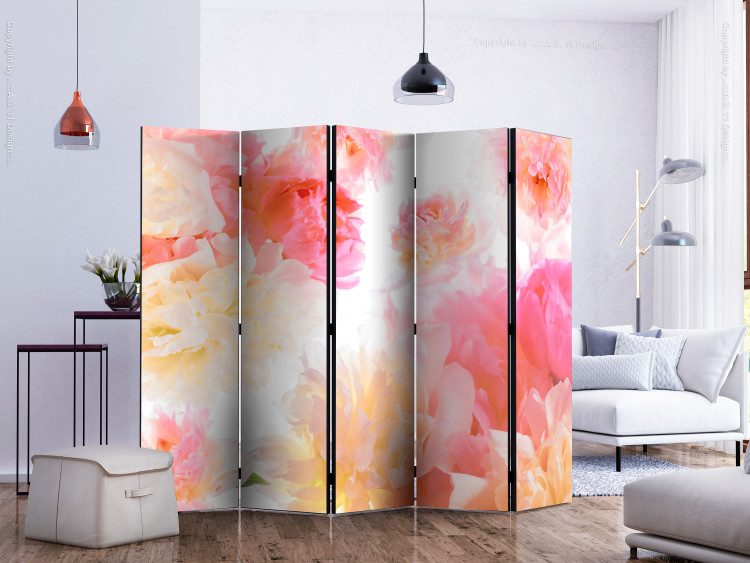 Room Divider Pastel Peonies II (5-piece) - composition with a bouquet of flowers 132991 additionalImage 2