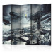 Folding Screen Winter in Riga II (5-piece) - snowy landscape of architecture and mountains 133091