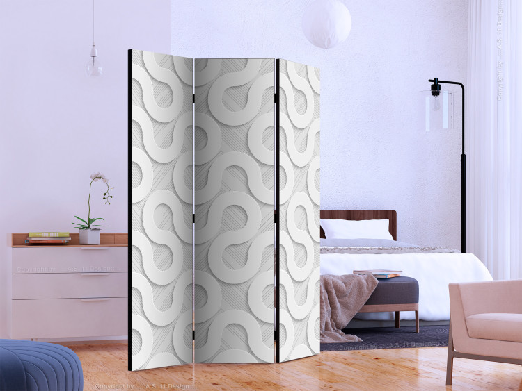 Room Separator Gray Spirals (3-piece) - simple composition in twisted pattern 133191 additionalImage 2