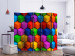 Room Separator Colorful Geometric Fields II (5-piece) - abstraction in cubes 133291 additionalThumb 2